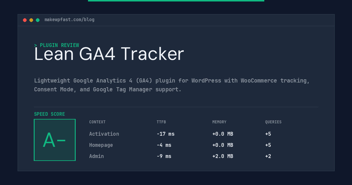 Lean GA4 Tracker - MakeWPFast