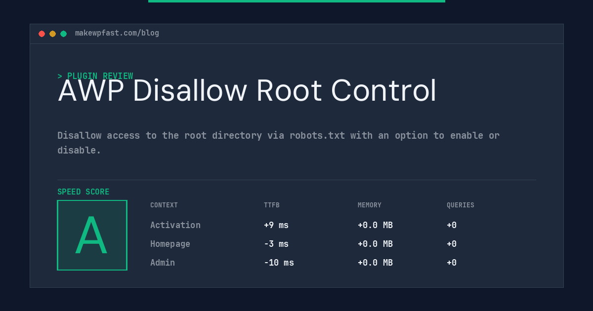 AWP Disallow Root Control - MakeWPFast