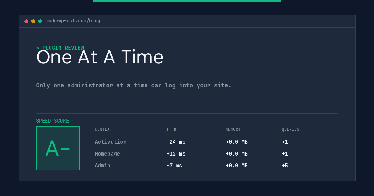 One At A Time - MakeWPFast