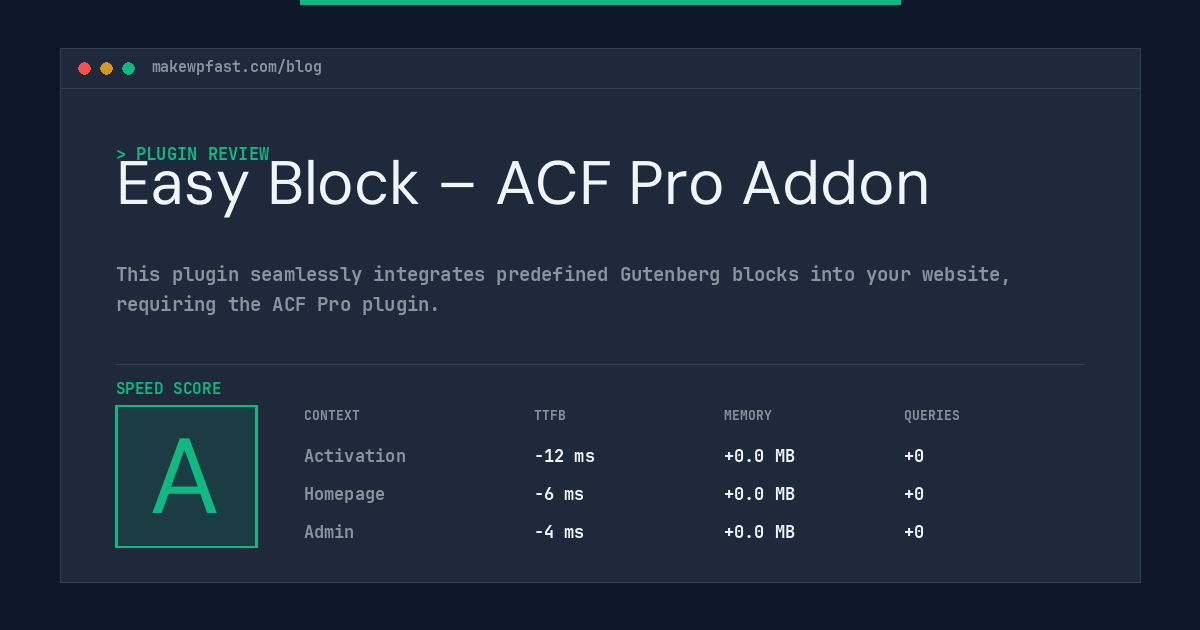 Easy Block – ACF Pro Addon - MakeWPFast