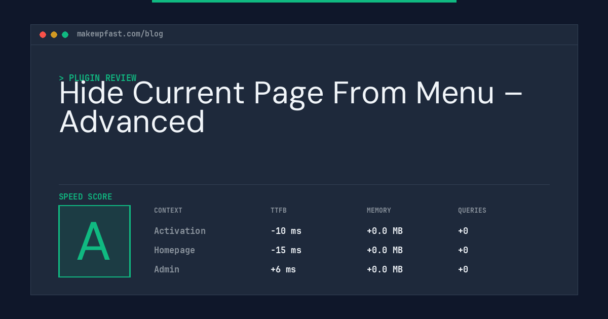Hide Current Page From Menu – Advanced - MakeWPFast