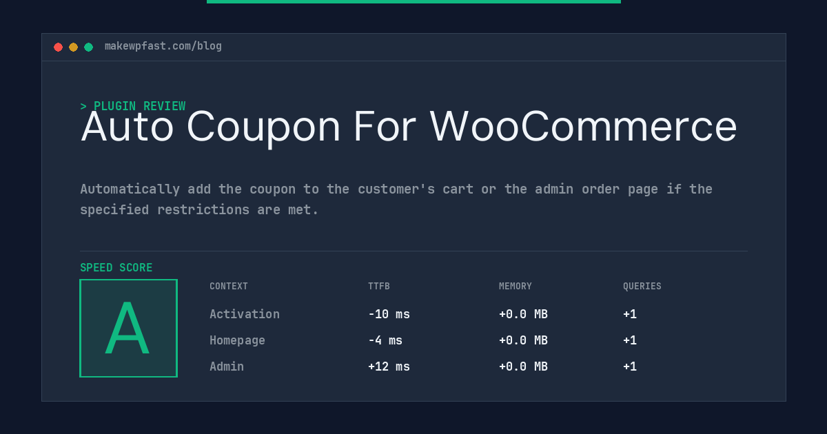 Auto Coupon For WooCommerce - MakeWPFast
