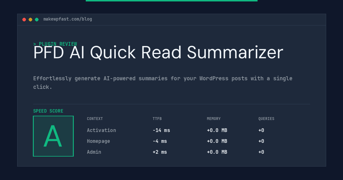 PFD AI Quick Read Summarizer - MakeWPFast