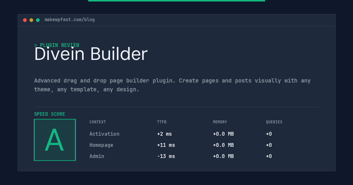 Divein Builder - MakeWPFast