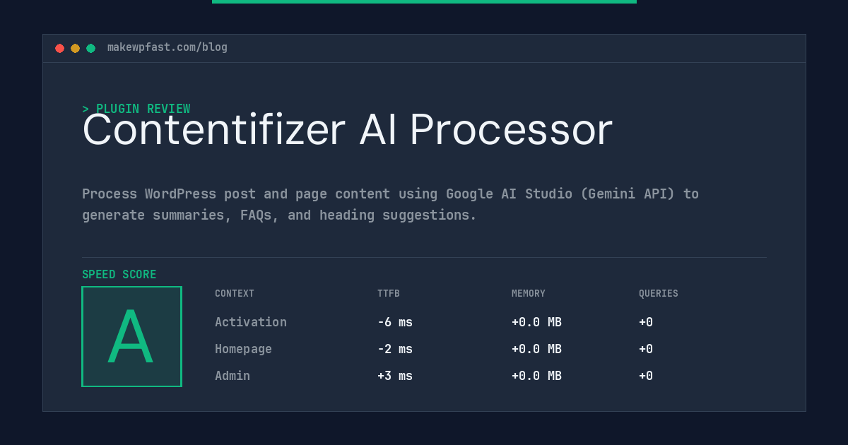 Contentifizer AI Processor - MakeWPFast
