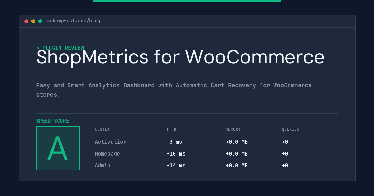 ShopMetrics for WooCommerce - MakeWPFast