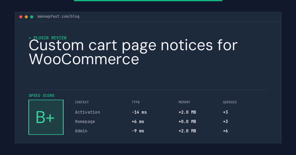 Custom cart page notices for WooCommerce - MakeWPFast