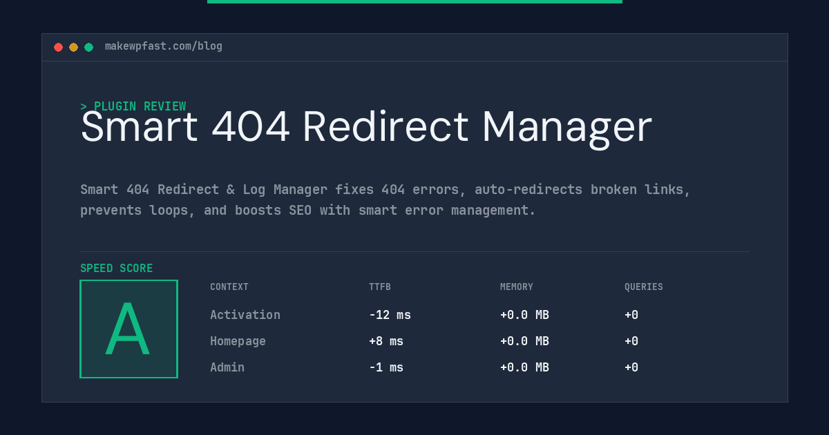 Smart 404 Redirect Manager - MakeWPFast