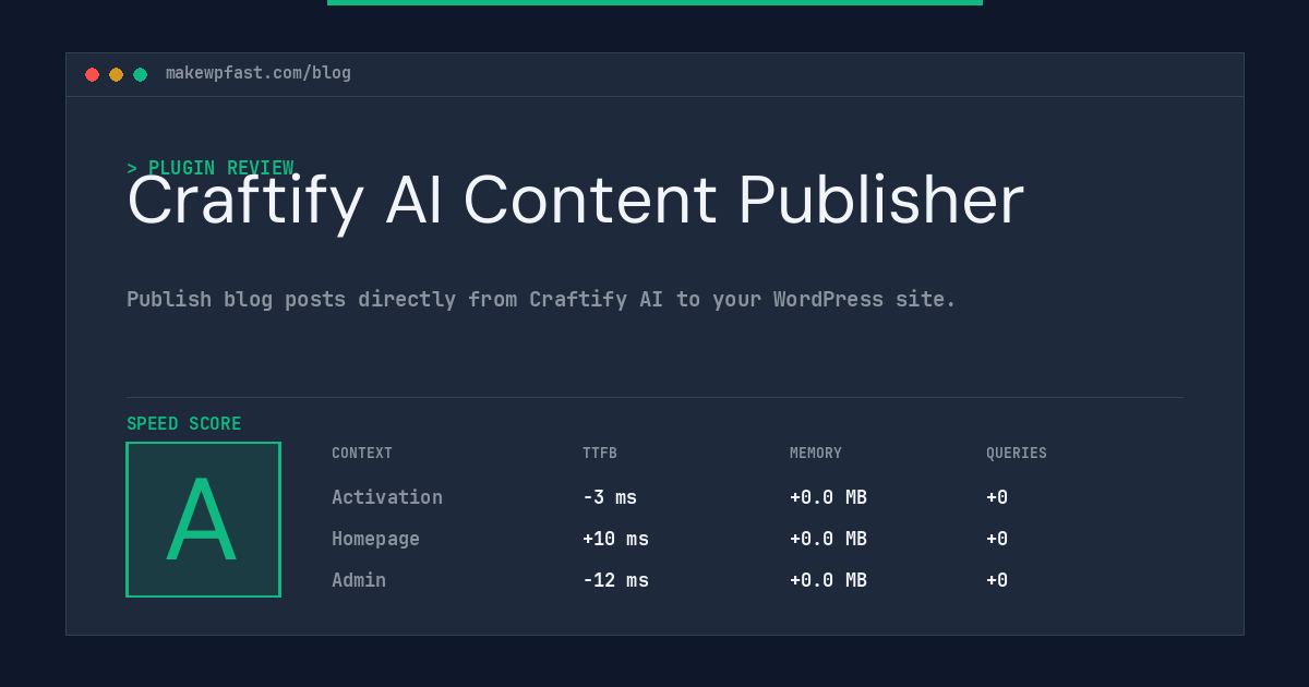 Craftify AI Content Publisher - MakeWPFast