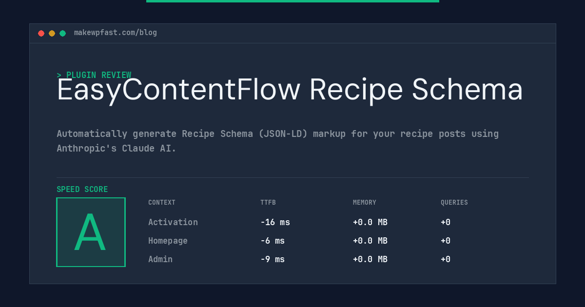 EasyContentFlow Recipe Schema - MakeWPFast