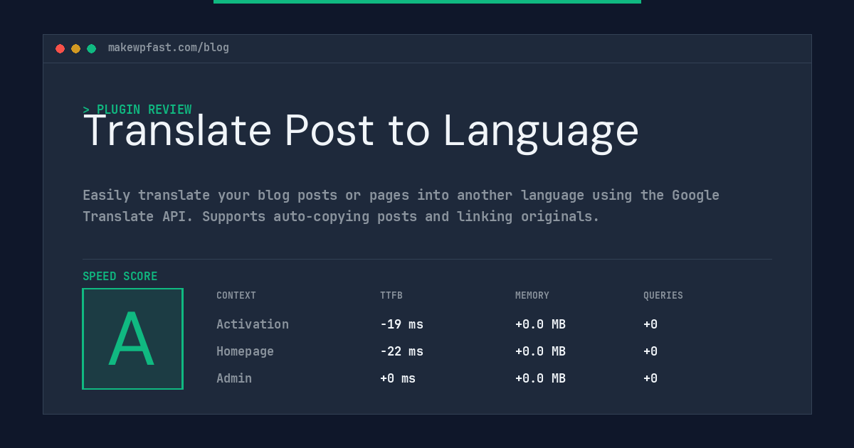 Translate Post to Language - MakeWPFast