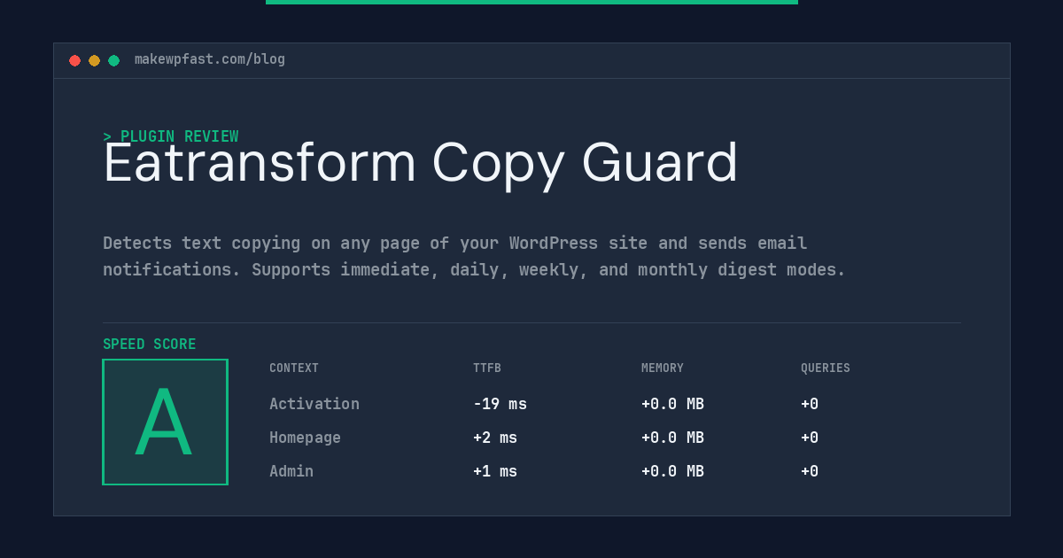 Eatransform Copy Guard - MakeWPFast