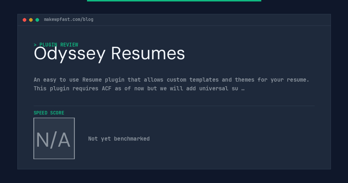 Odyssey Resumes - MakeWPFast