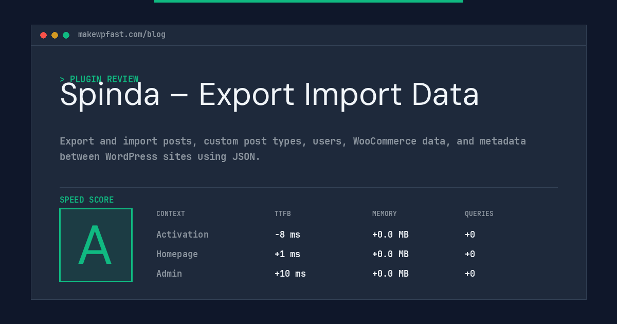 Spinda – Export Import Data - MakeWPFast