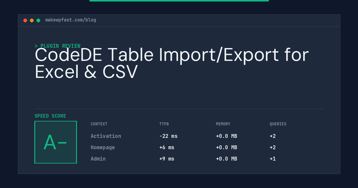 CodeDE Table Import/Export for Excel & CSV - MakeWPFast