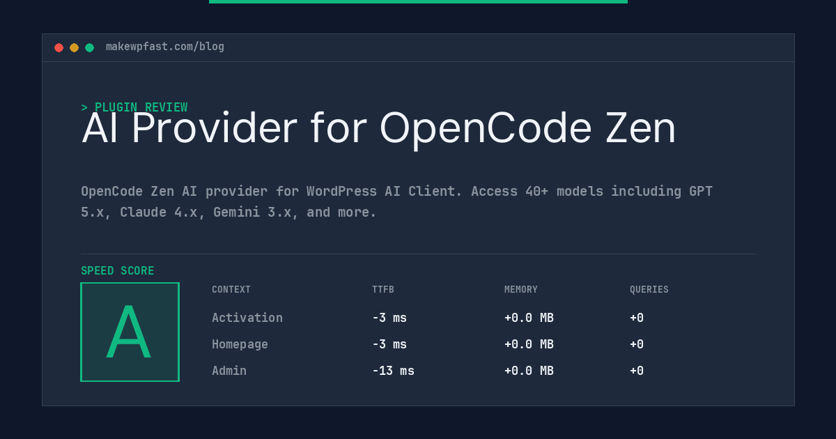 AI Provider for OpenCode Zen - MakeWPFast