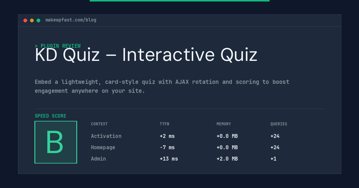 KD Quiz – Interactive Quiz - MakeWPFast