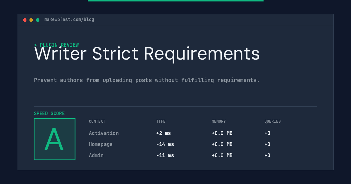 Writer Strict Requirements - MakeWPFast