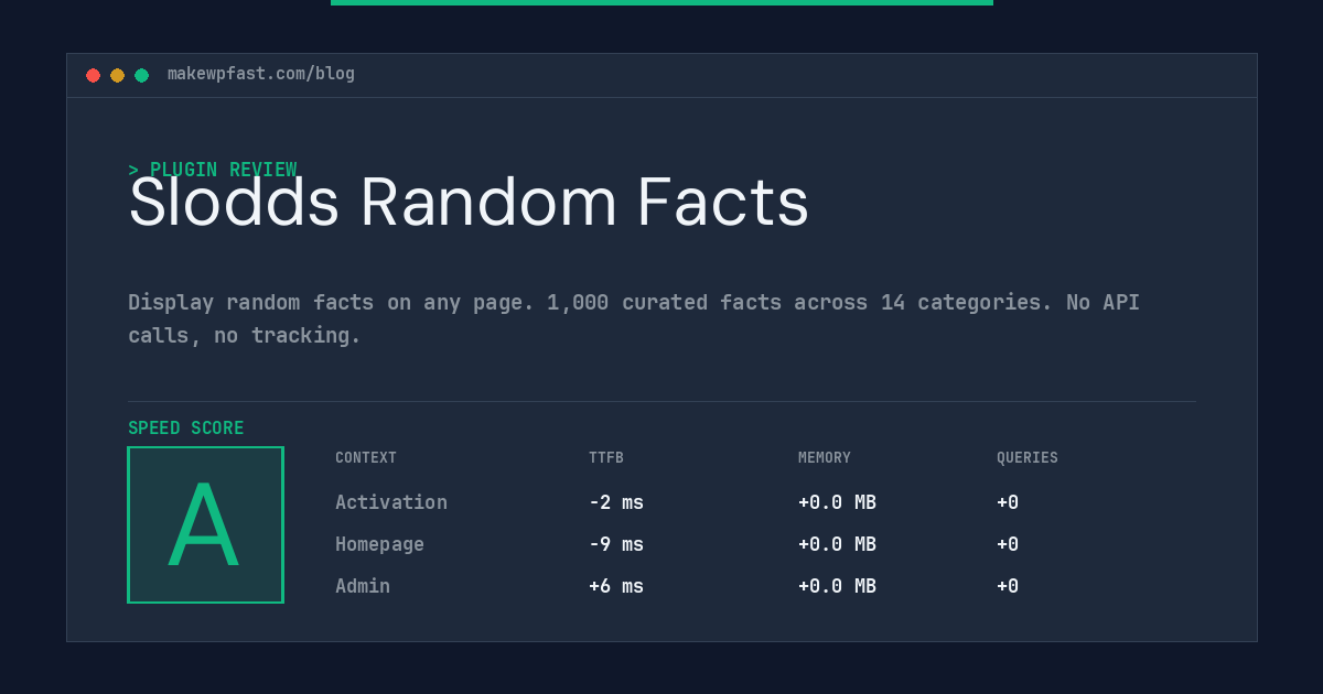 Slodds Random Facts - MakeWPFast