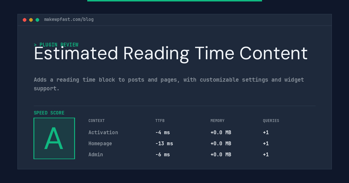 Estimated Reading Time Content - MakeWPFast