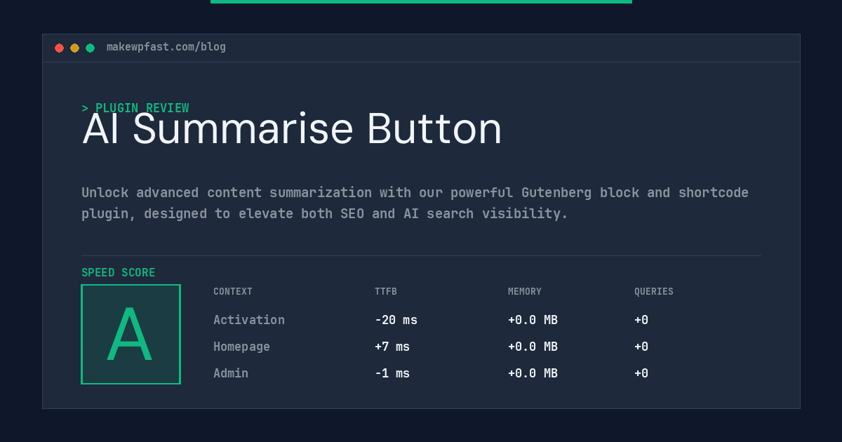 AI Summarise Button - MakeWPFast