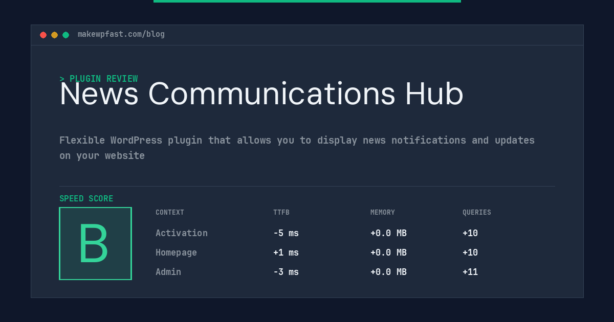 News Communications Hub - MakeWPFast