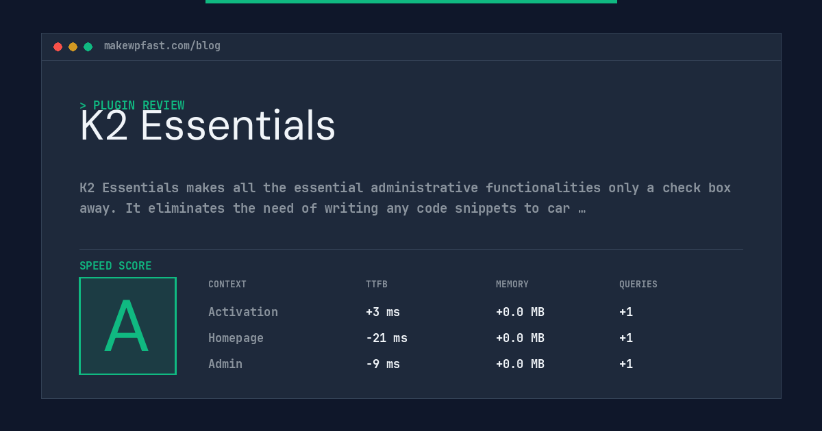 K2 Essentials - MakeWPFast