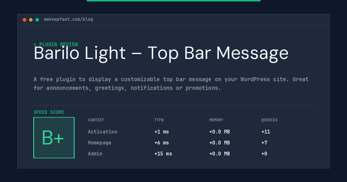 Barilo Light – Top Bar Message - MakeWPFast
