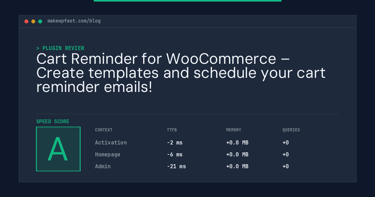 Cart Reminder for WooCommerce – Create templates and schedule your cart reminder emails! - MakeWPFast
