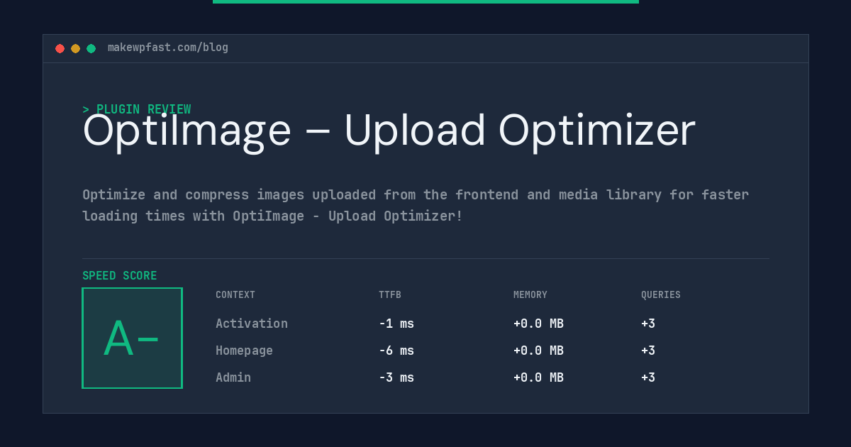 OptiImage – Upload Optimizer - MakeWPFast