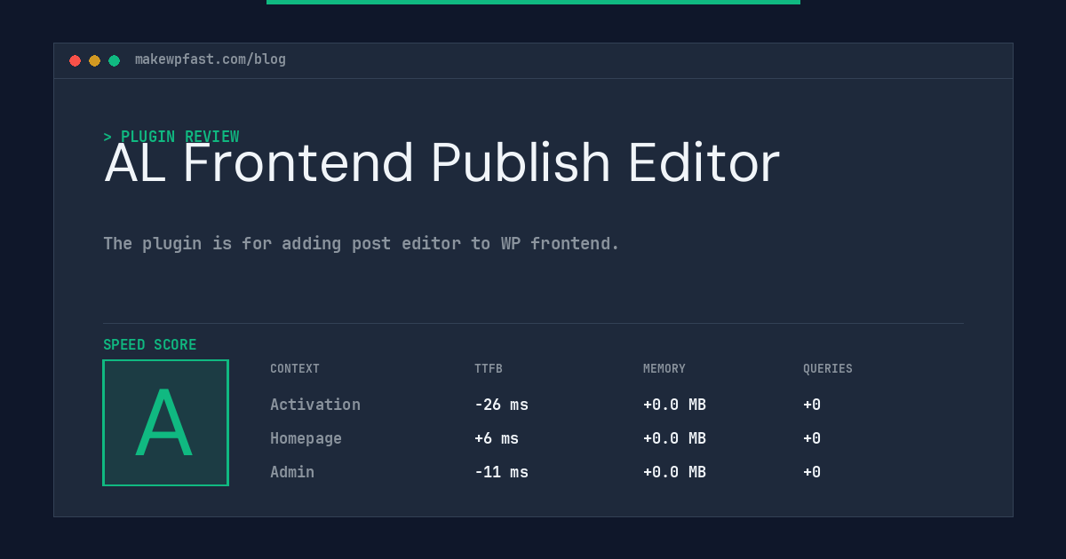 AL Frontend Publish Editor - MakeWPFast
