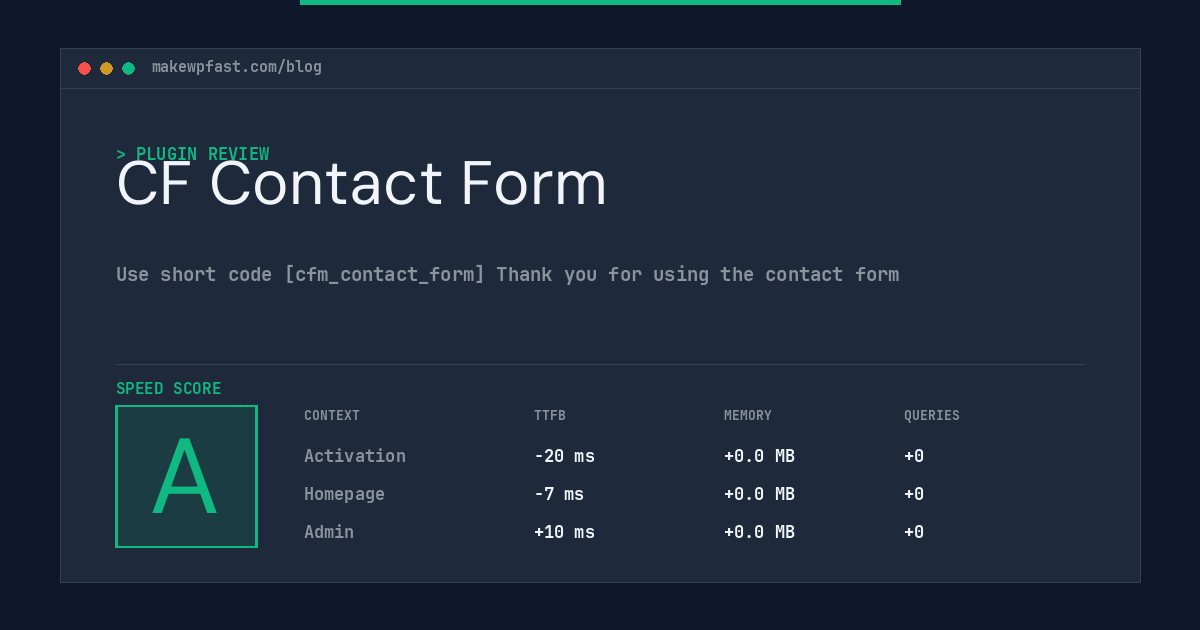 CF Contact Form - MakeWPFast