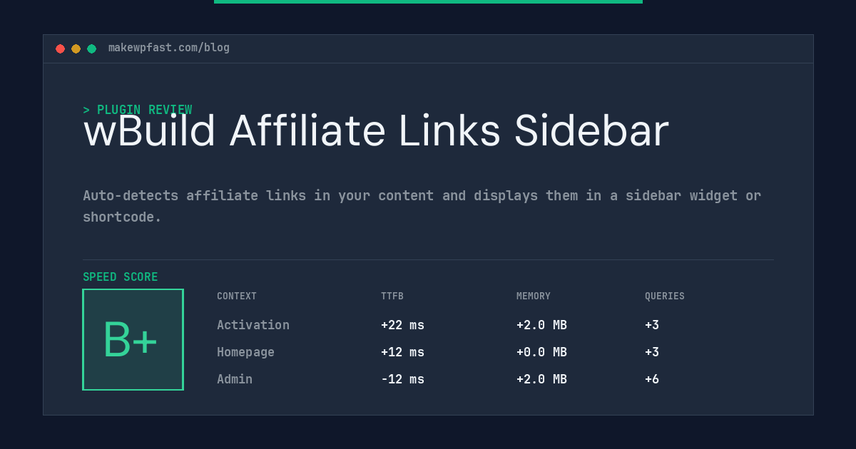 wBuild Affiliate Links Sidebar - MakeWPFast