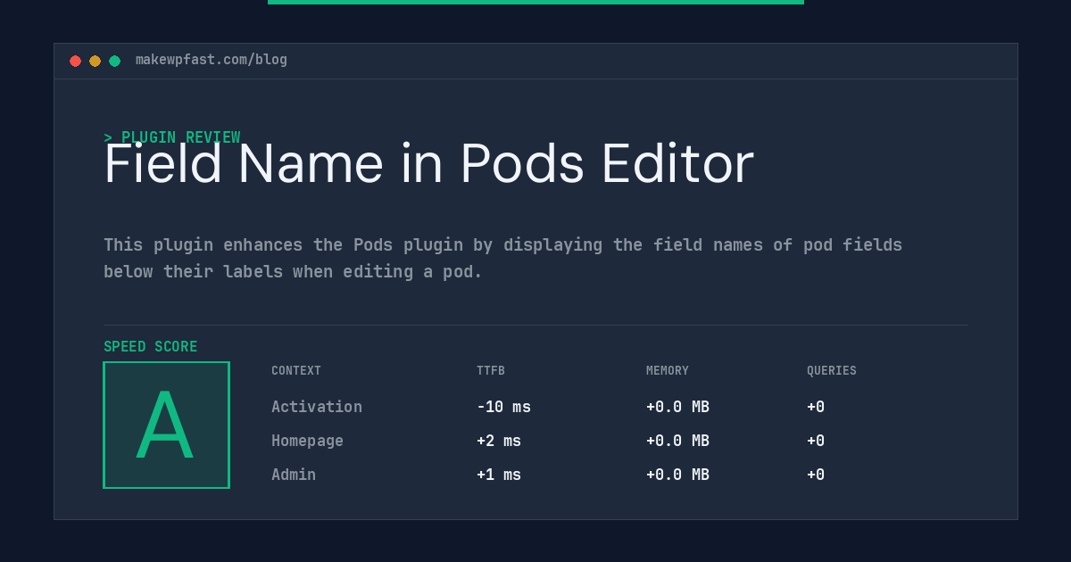 Field Name in Pods Editor - MakeWPFast
