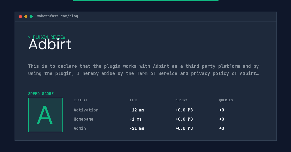 Adbirt - MakeWPFast