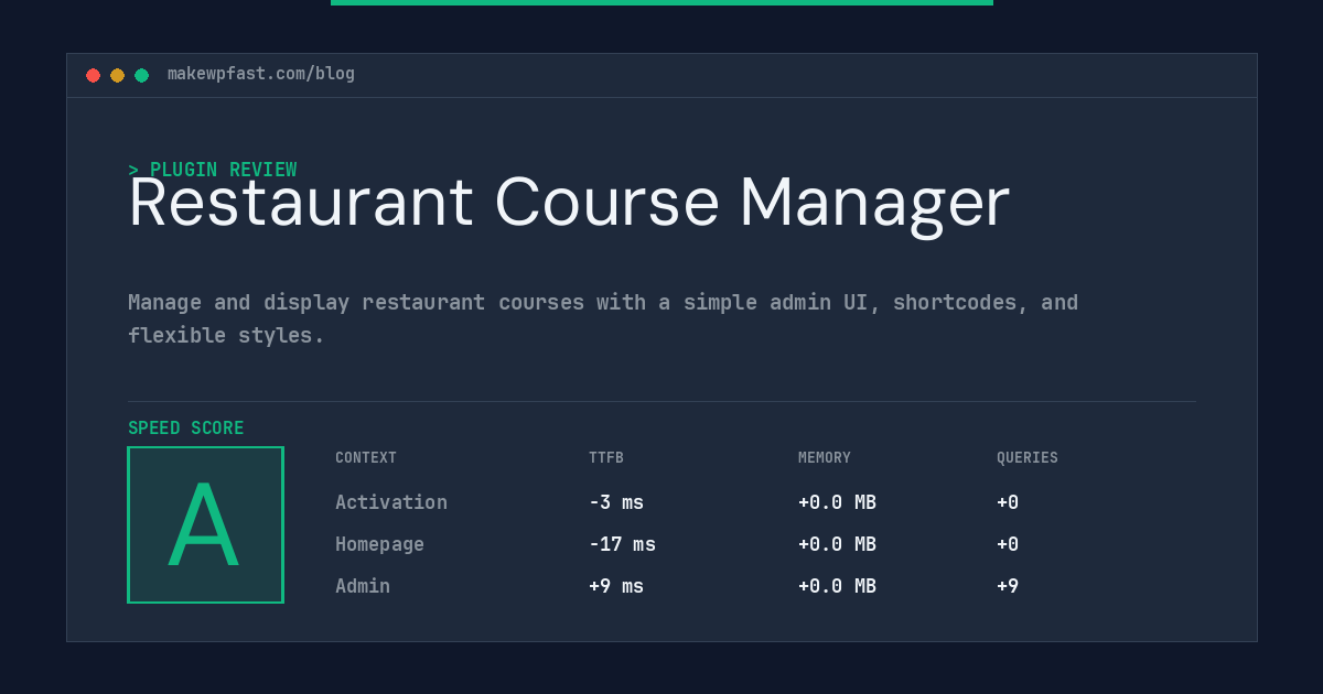 Restaurant Course Manager - MakeWPFast