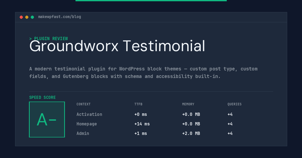 Groundworx Testimonial - MakeWPFast