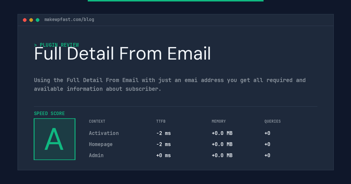 Full Detail From Email - MakeWPFast