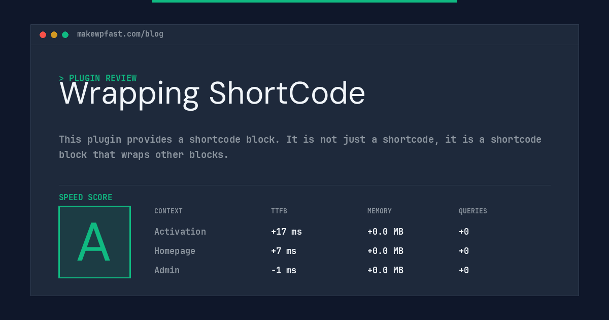 Wrapping ShortCode - MakeWPFast
