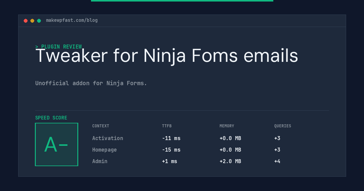 Tweaker for Ninja Foms emails - MakeWPFast