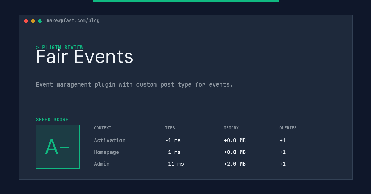 Fair Events - MakeWPFast