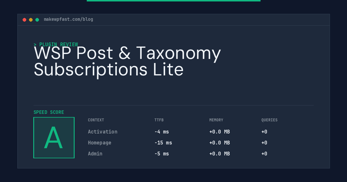WSP Post & Taxonomy Subscriptions Lite - MakeWPFast