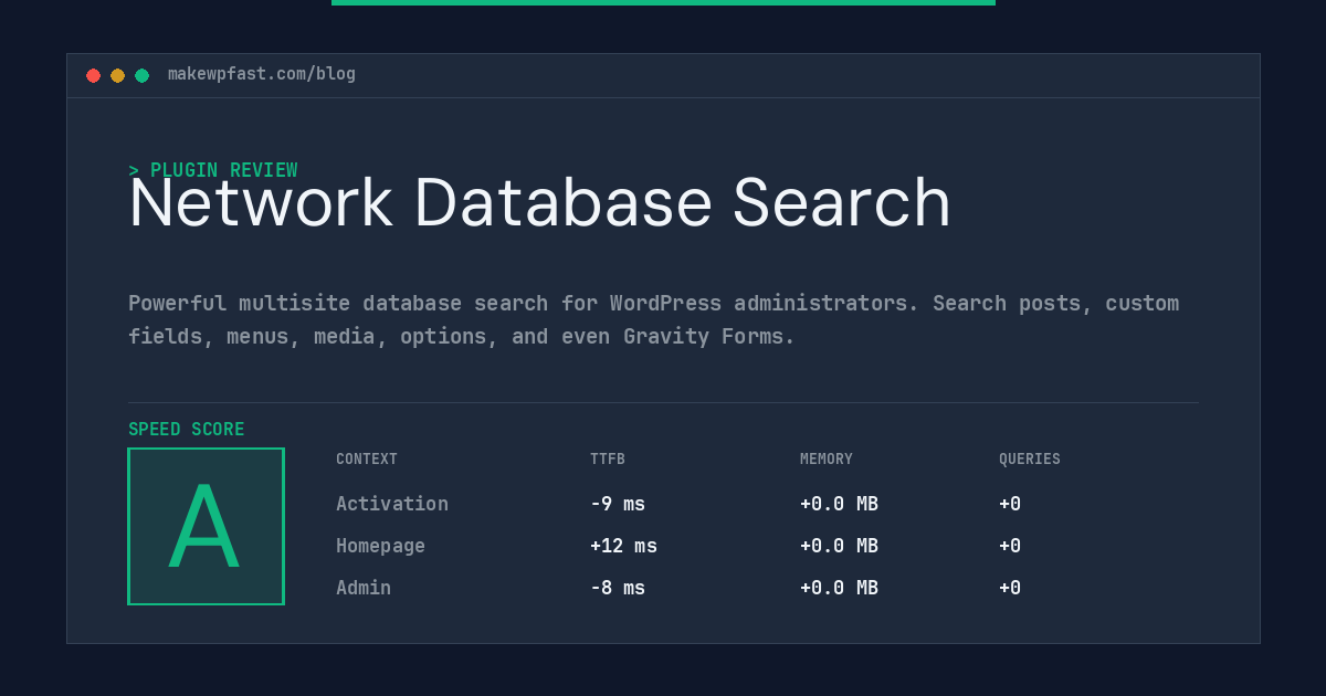 Network Database Search - MakeWPFast