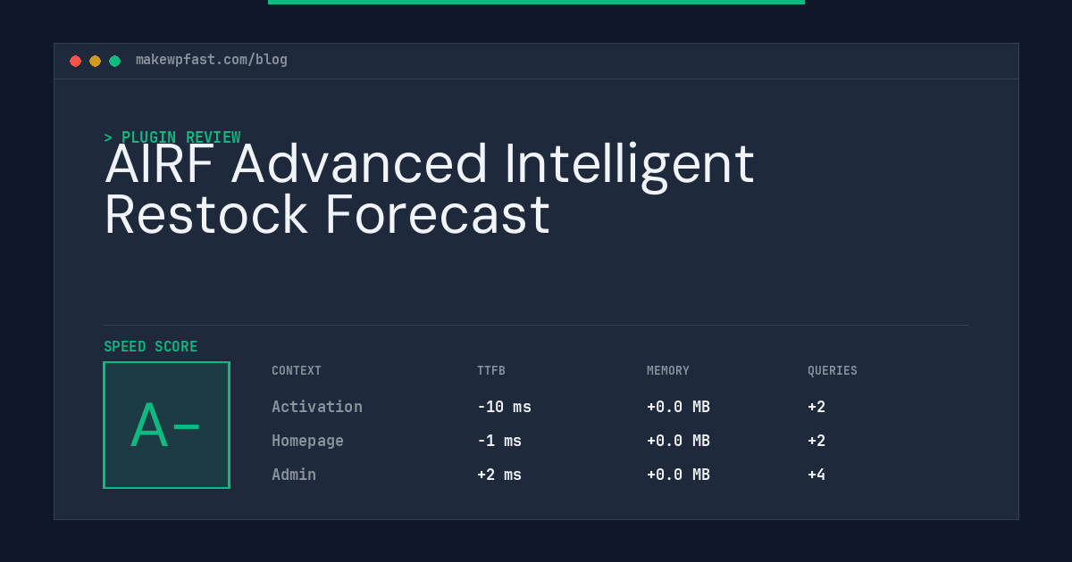 AIRF Advanced Intelligent Restock Forecast - MakeWPFast