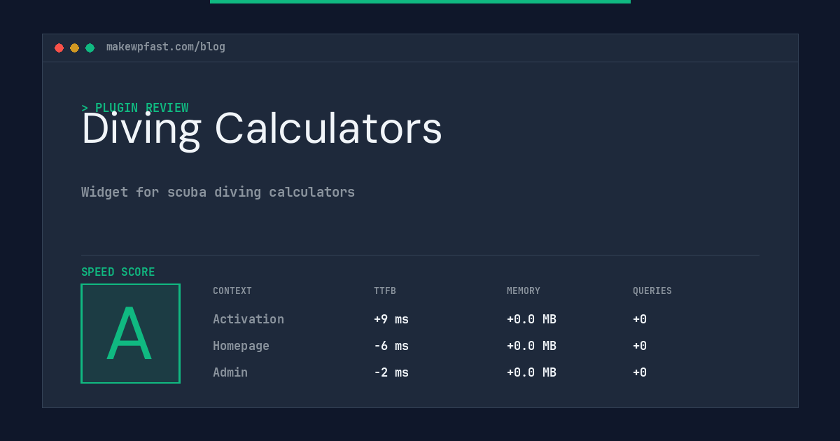 Diving Calculators - MakeWPFast