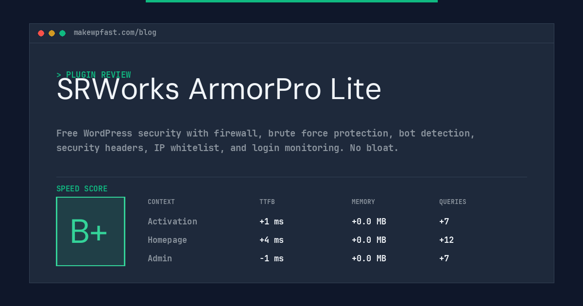 SRWorks ArmorPro Lite - MakeWPFast