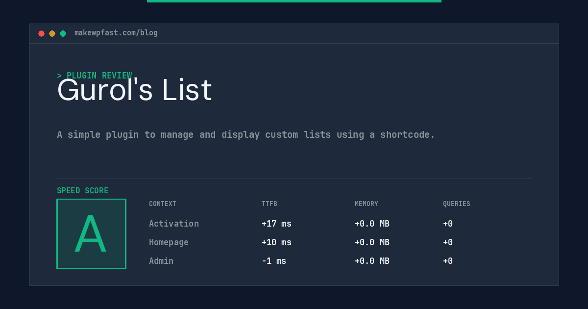 Gurol's List - MakeWPFast