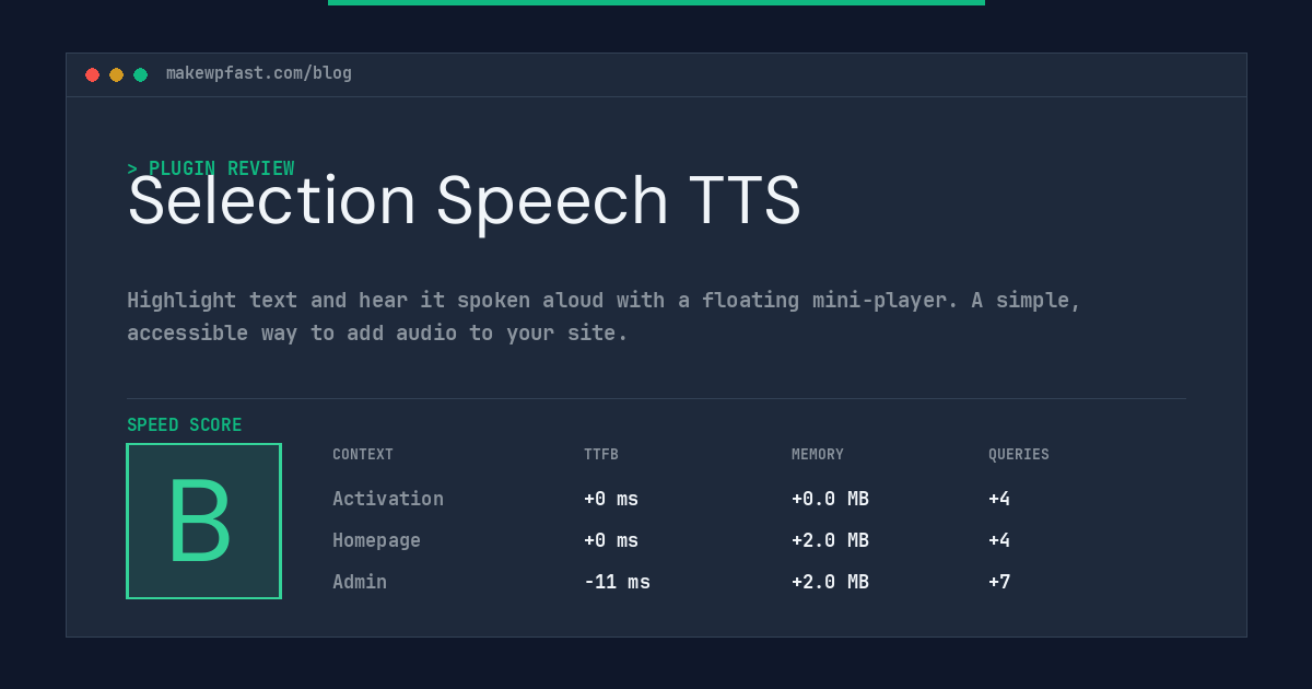 Selection Speech TTS - MakeWPFast