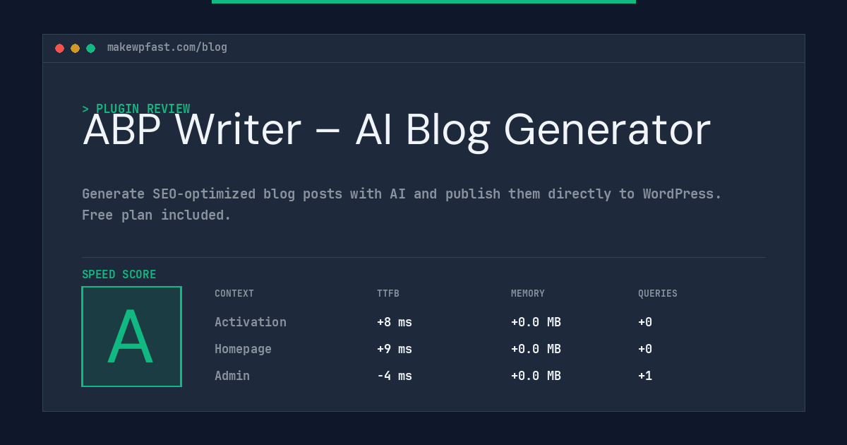 ABP Writer – AI Blog Generator - MakeWPFast