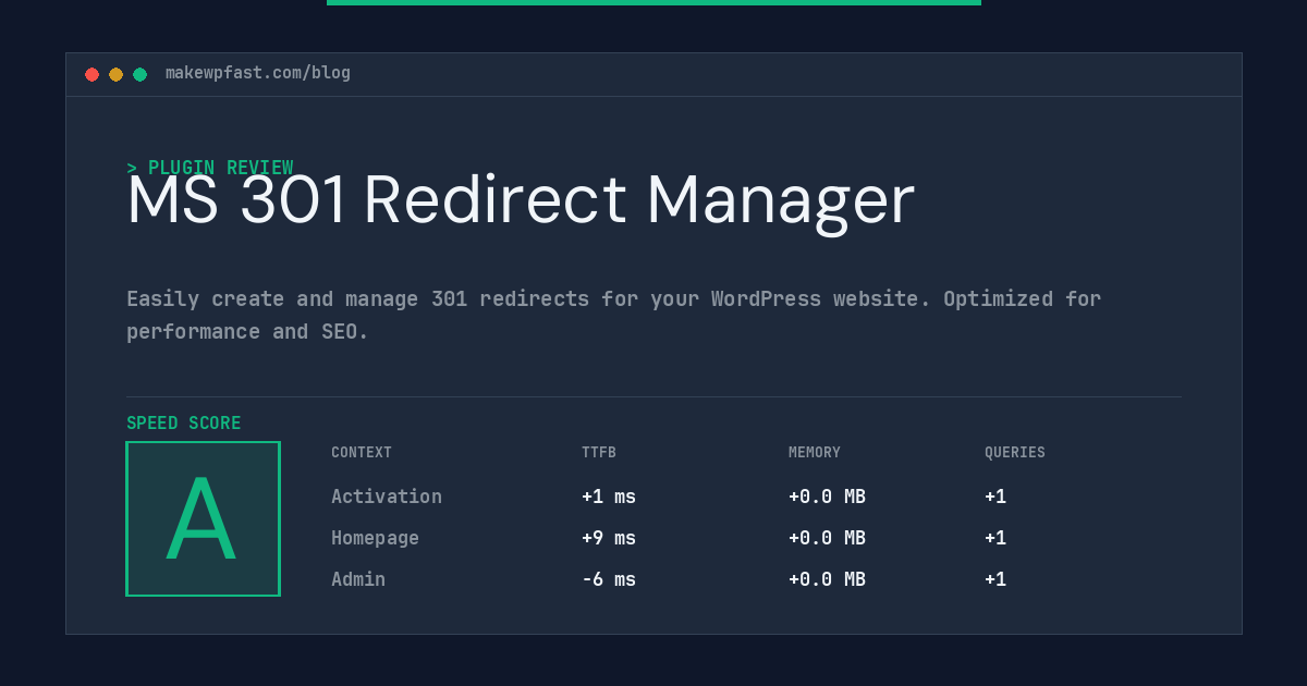 MS 301 Redirect Manager - MakeWPFast